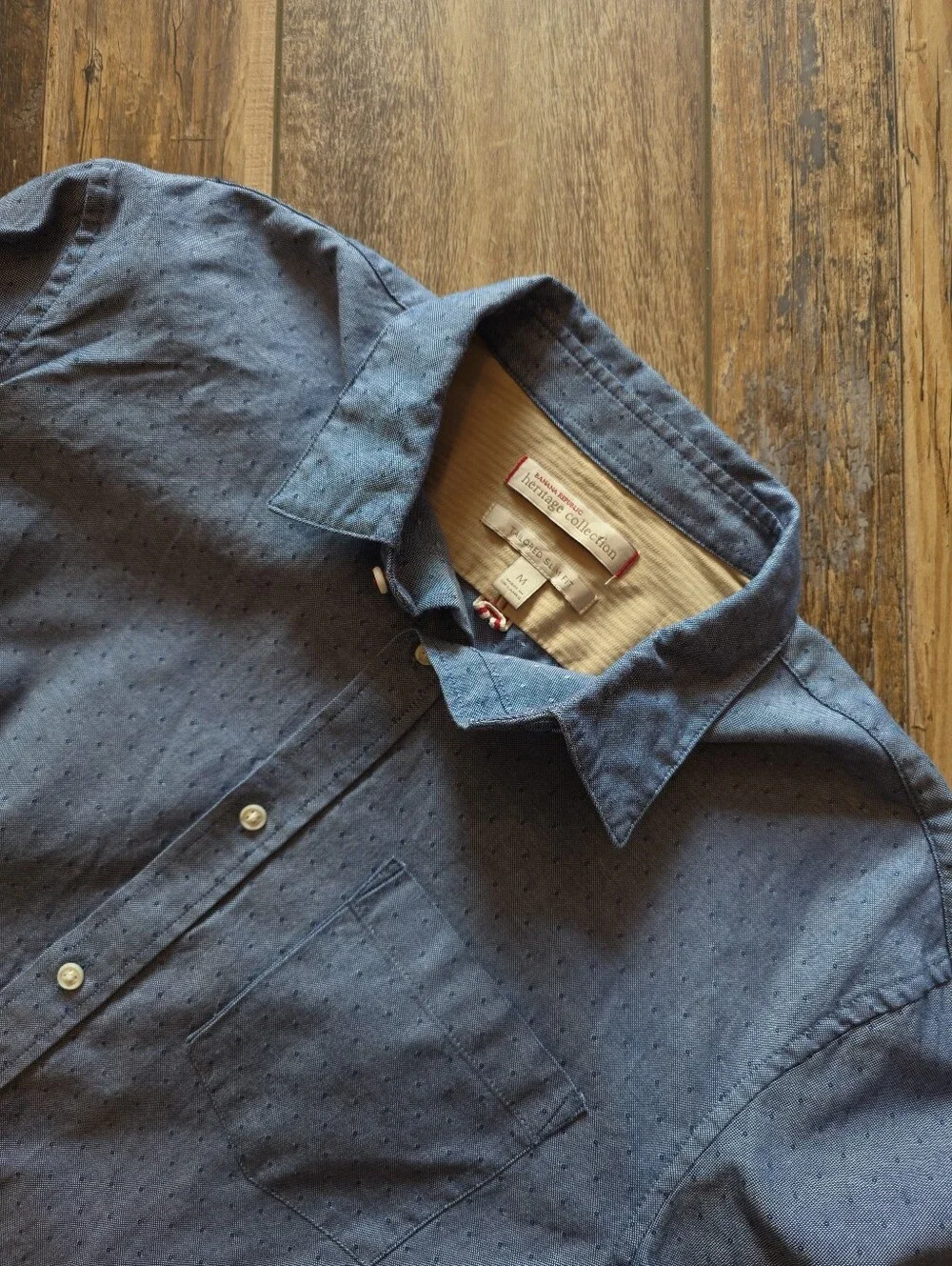 Banana Republic - Heritage Collection Oxford Dobby Shirt - Medium - Blue Indigo